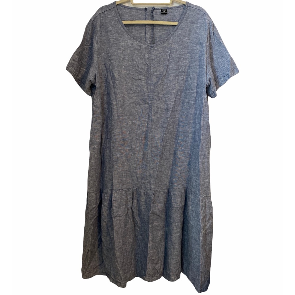 Esmara Womens Blue Grey Chambray Linnen Viscose Dress Size 20